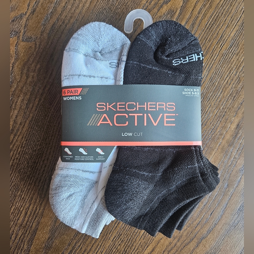 Skechers Women's 6 Pack Low Cut Socks - White/Grey/Black